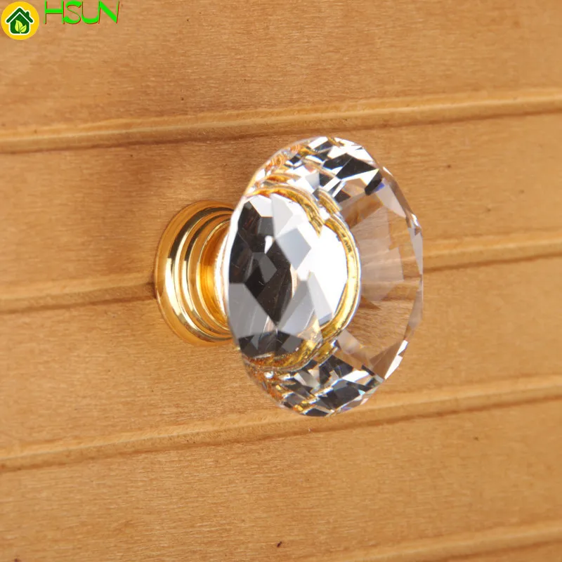 Furniture Hardware Gold - Puxadores de Cristal Dourado para Armários,